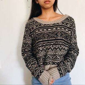 Grey/Black Scoop-neck Sweater